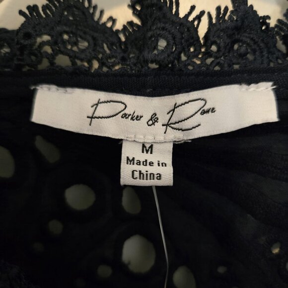 NWT Parker & Rowe Eyelet Lace Peasant Blouse - Black - Size Medium - Picture 5 of 5